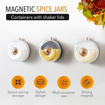 Magnetic Spice Jars for Refrigerator, Set of 12 Spice