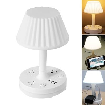 Socket Table Lamp Power Strip, AC Outlets + USB Charging Ports