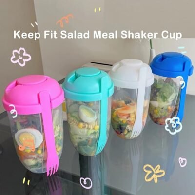Salad Meal Shaker Cup with Fork and Salad Dressing Holder