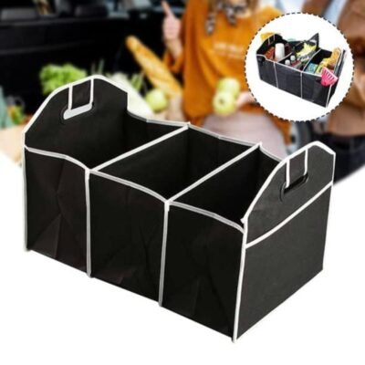 Foldable Cargo Trunk Organizer with Portable 3 Compartments Pockets