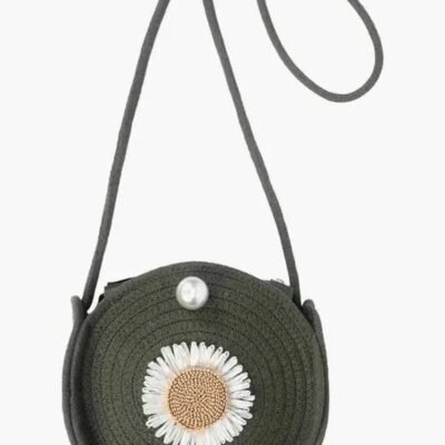 Green Women Sling Bag Girls Round Sling Bag Jute Handbag